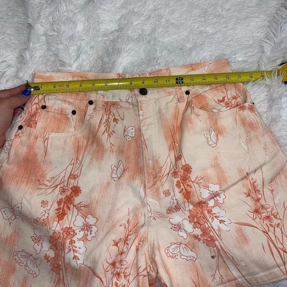 Bill Blass Vintage Orange Floral Butterfly Print 90’s Mom Short size 14 Western - Picture 6 of 7